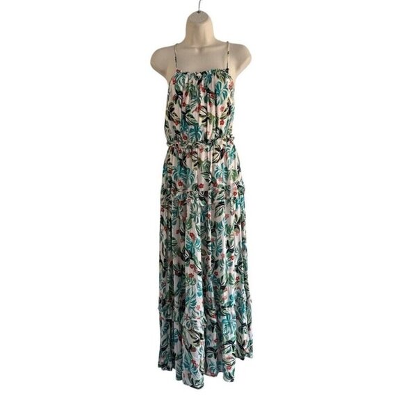 Lost + Wander Womens Sz S Tropical Halter Maxi Dress Floral Boho Tiered Ruffle - Picture 1 of 8